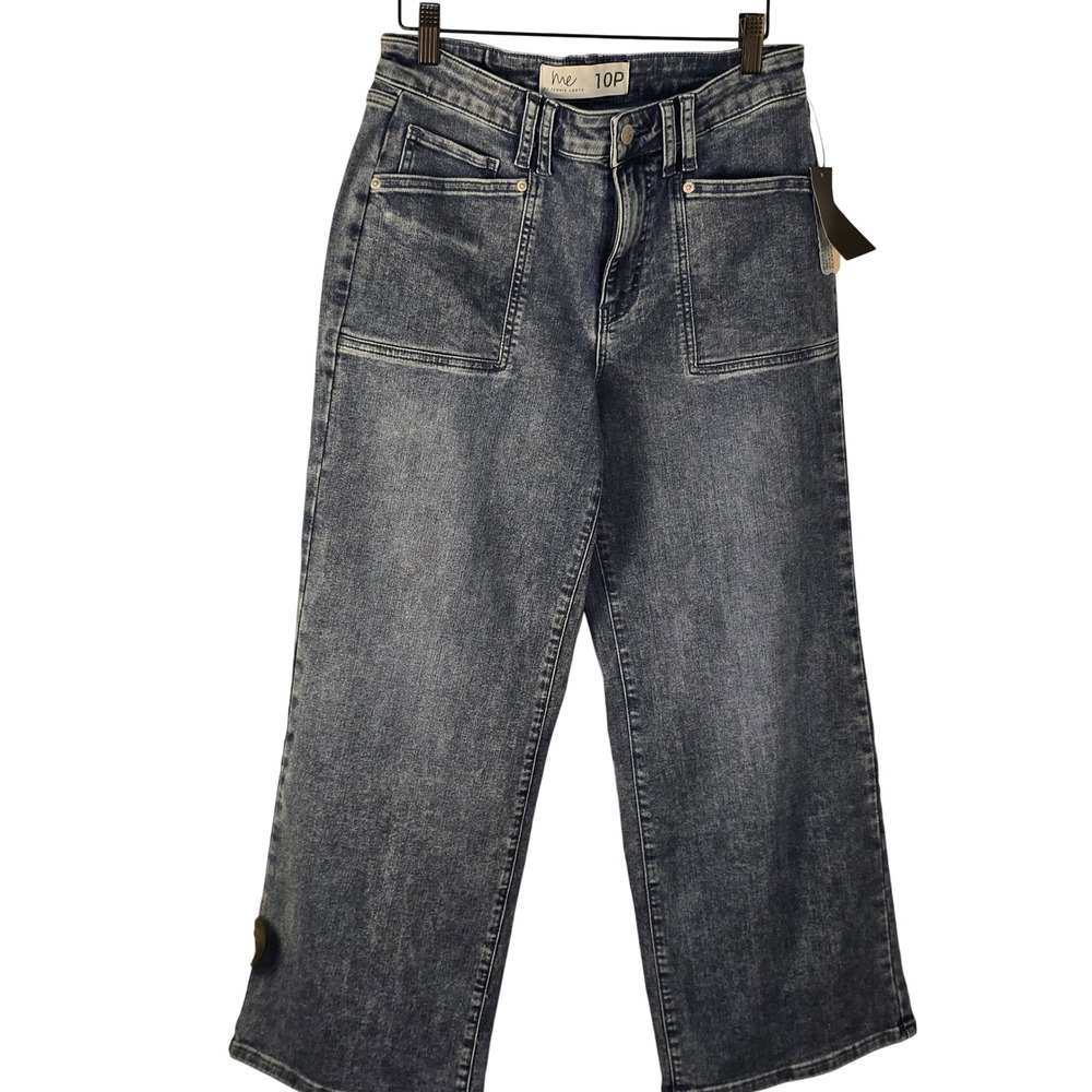 Me by Jennie Garth New York Full Leg Petite Wide Leg Jeans Blue 10P NWT